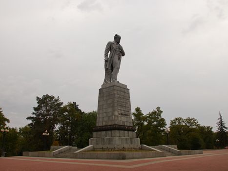 Dnipro, Ukraine - September 29, 2020: view on the monument of the famous ukrainian poet Teras Shevchenko