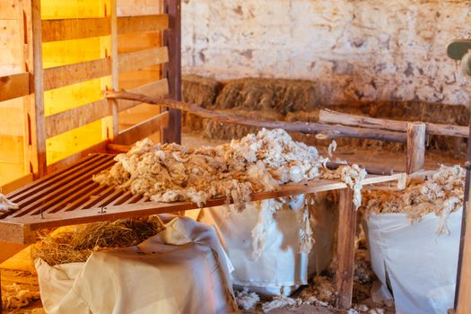 The interior of a wool shed in Melbourne, Victoria, Australia