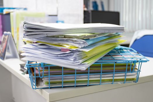 file folder and Stack of business report paper file on the table in a work office, concept document in work office