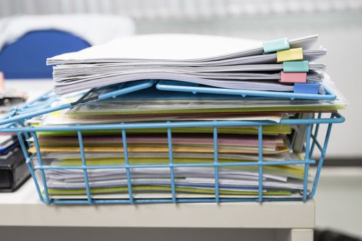 file folder and Stack of business report paper file on the table in a work office, concept document in work office