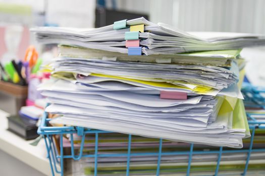 file folder and Stack of business report paper file on the table in a work office, concept document in work office