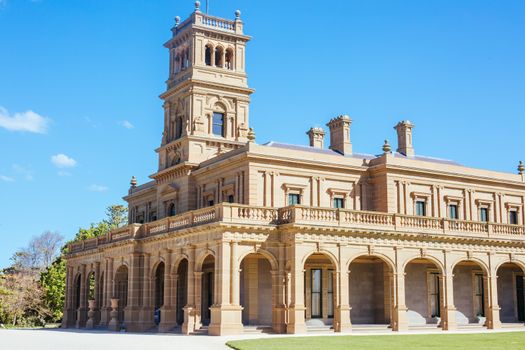 The grounds of Werribee Mansion on a clear spring day in Werribee, Victoria, Australia