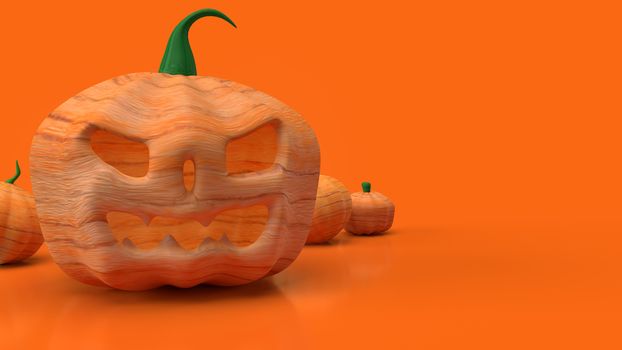 jack o lantern  and pumpkin on orange background for halloween content 3d rendering.