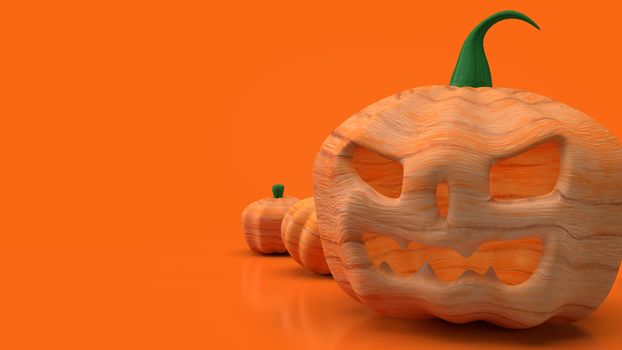 jack o lantern  and pumpkin on orange background for halloween content 3d rendering.