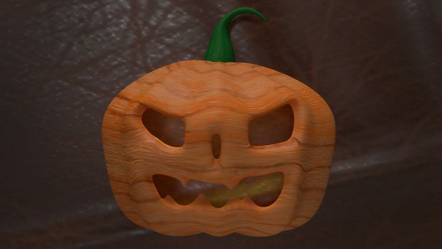  jack o lantern  on cow leather  background for halloween content 3d rendering.
