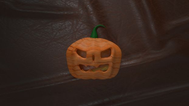  jack o lantern  on cow leather  background for halloween content 3d rendering.