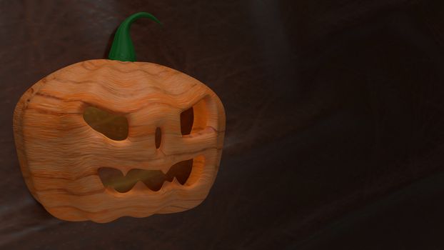  jack o lantern  on cow leather  background for halloween content 3d rendering.