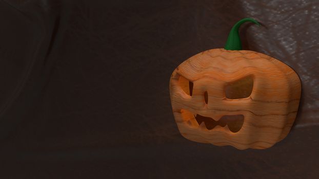  jack o lantern  on cow leather  background for halloween content 3d rendering.