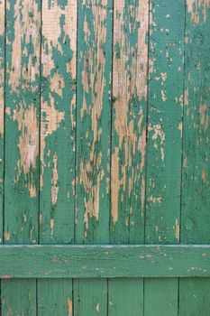 Dark green scratched grunge Wooden textured wall. Old wood texture with peeling paint.