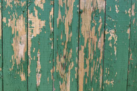 Dark green scratched grunge Wooden textured wall. Old wood texture with peeling paint.