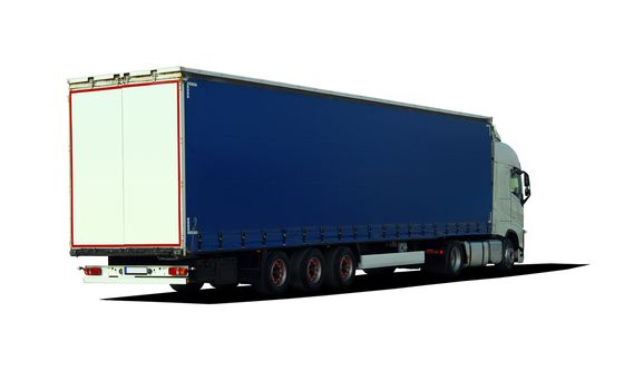 Large truck with semi-trailer on a white background