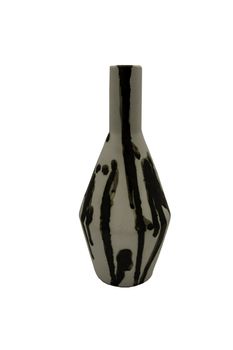 Beautiful black and whice ceramic vase handmade isolated on white background with clipping path.