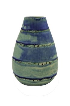 Beautiful blue ceramic vase handmade isolated on white background with clipping path.