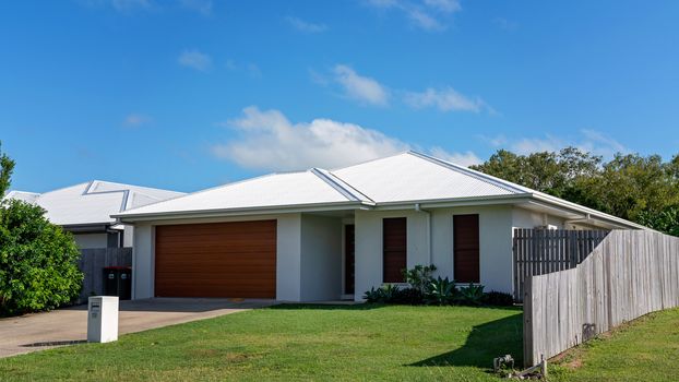 Mackay, Queensland, Australia - April 2020: A suburban home in a residential subdivision where people are advised to stay indoors isolated against the corona virus