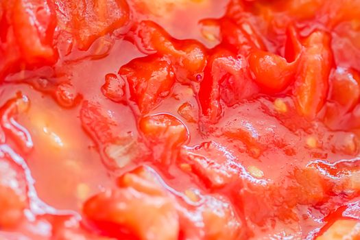 Cooking tomato sauce, closeup steamed vegetables for cook book or food blog backgrounds