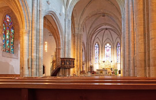 Sion, Switzerland on july 18, 2020: Interior of the Cathedral in Sion, Switzerland