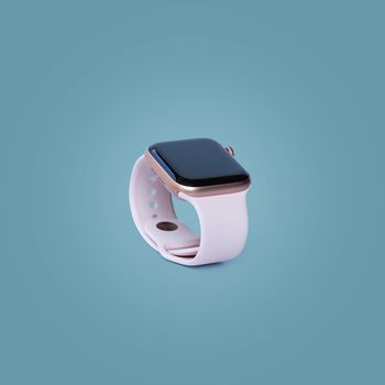 Beautiful design modern smart watch isolated on pastel color background, with clipping path.