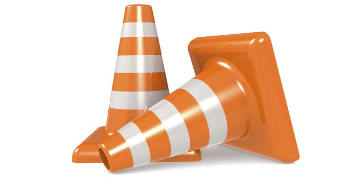 Traffic cone isolated on white background, 3D rendering