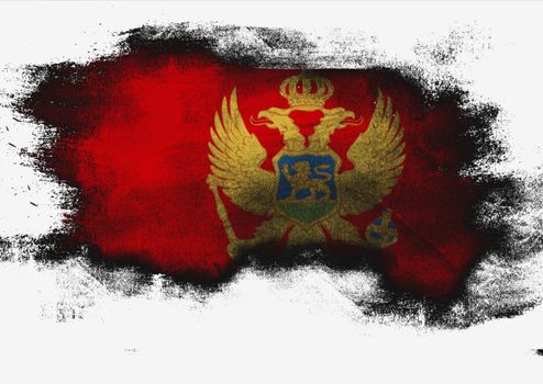 Montenegro flag painted with brush on white background, 3D rendering
