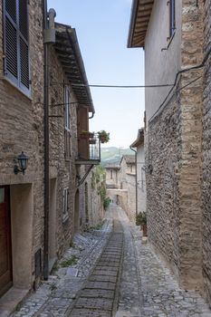 A very old street in a old city, Italy. Typical street of Toscany, Italy.
