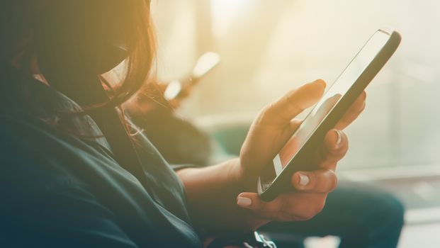Closeup Image of Women Hand holding a smartphone