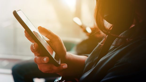 Closeup Image of Women Hand holding a smartphone