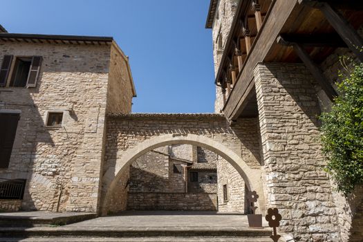 Old streets of the ancient city of Spello, Umbria, Italy