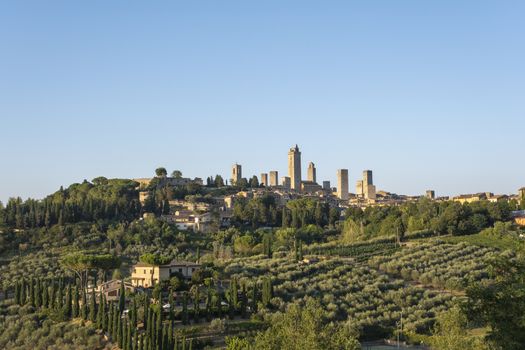 The medieval skyline of San Gimignano in Siena, Italy.