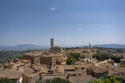 Perugia skyline in the sunshine day. Italy.
