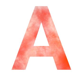 Capital letter, big A. Orange space. Letter of the alphabet. Isolated on white. Stock illustration.