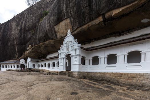 Dambulla, Sri Lanka - August 15, 2018: Exterior view of the Dambulla Cave Temple also known as the Golden Temple