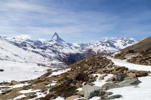 View of the Swiss Alps with the famous Matterhorn