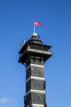 Copenhagen, Denmark - March 19, 2019: The observational tower in Copenhagen Zoo. Copenhagen Zoo is was founded in 1859 and is one of the oldest zoos in Europe.