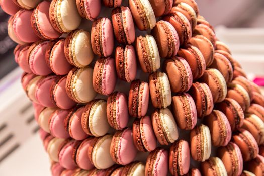 Colorful French Macarons formed as a pyramid