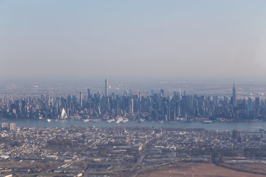 Aerial view of the skyline of Midtown Manhattan skyline in New York, USA