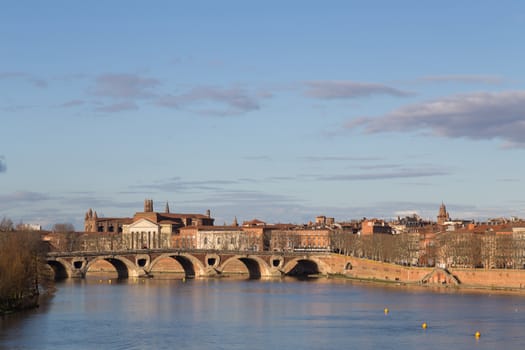 View over the Garonne River towards Pont Neuf in Toulouse.