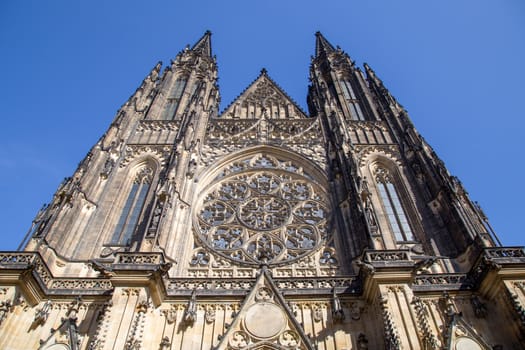 Prague, Czech Republic - March 16, 2017: St. Vitus Cathedral which is situated inside Prague Castle