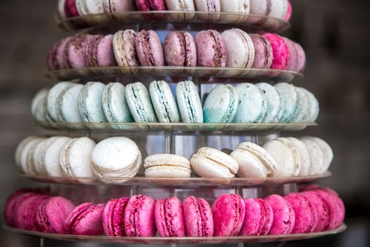 Colorful French Macarons formed as a pyramid