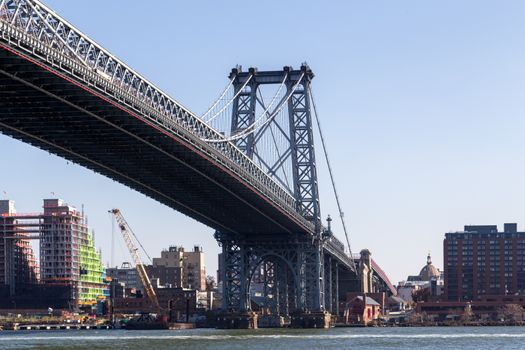 View of Williamsburg Bridge towards Brooklyn in New York City