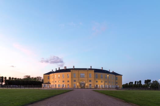 Frederiksberg, Denmark - September 21, 2016: Frederiksberg castle in Frederiksberg Park during sunset time.