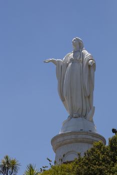 Photograph of the Virgin Mary statue on Cerro San Cristobal in Santiago de Chile.