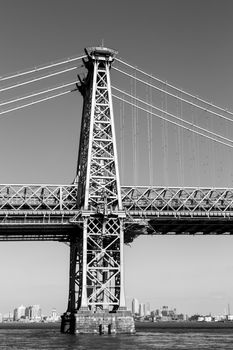 One of the pillars of Williamsburg Bridge in Manhattan, New York City