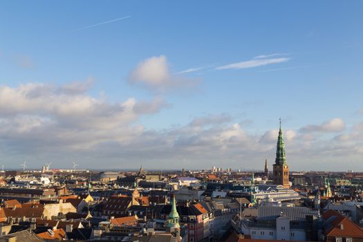 Copenhagen, Denmark - February 3, 2016: View of the skyline from the round tower.