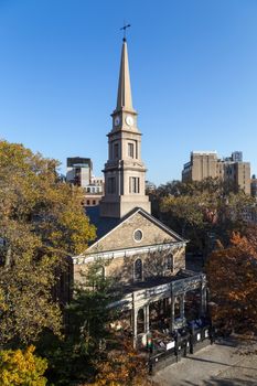 New York, United States of America - November 17, 2016: Exterior view of St. Marks Church-In-The-Bowery in Manhattan