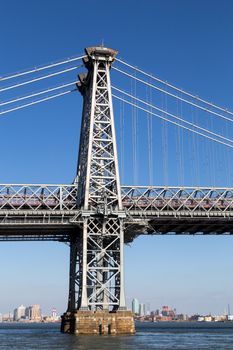 One of the pillars of Williamsburg Bridge in Manhattan, New York City