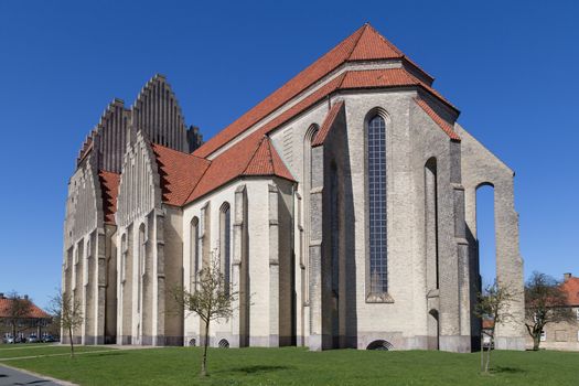 Copenhagen, Denmark - April 11, 2016: Exterior photograph of Grundtvigs Church