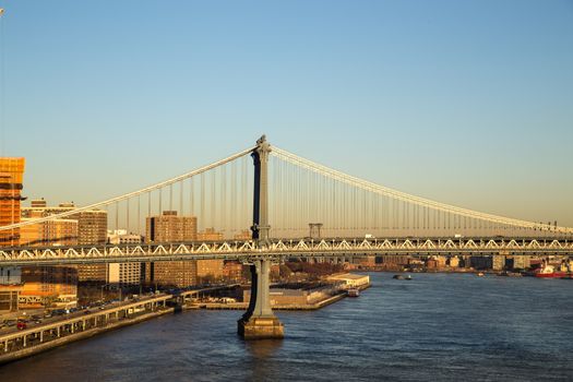 One of the pillars of Manhattan Bridge in New York City