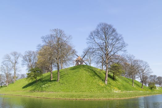 Photograph of the windmill in the Kastellet fortress in Copenhagen, Denmark.