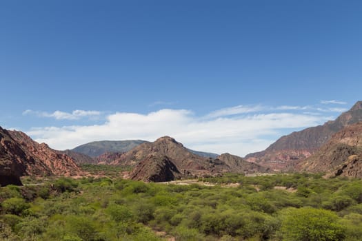 Rock formations in the Quebrada de las Conchas in Northwest Argentina.