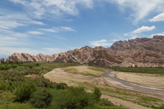 Special geological formations in the Quebrada de las Flechas in Northwest Argentina.